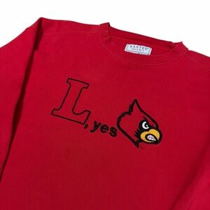 VTG Louisville Cardinals “L, Yes” College Sweatshirt Size Adult XL 90s Red